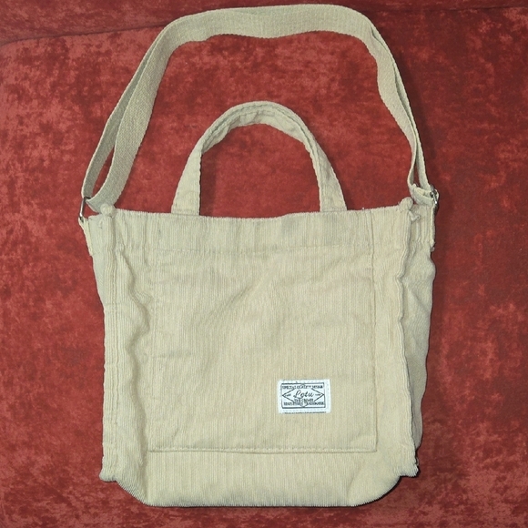Corduroy Canvas Crossbody/Shoulder/Hand Bag by Letu Multi-Use Unisex Khaki - Picture 2 of 12